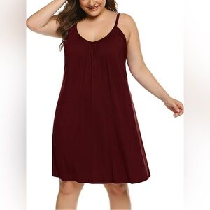 Chama Plus Size Chemise Soft Sexy Sleepwear Pleated Nightgowns Loungewear
